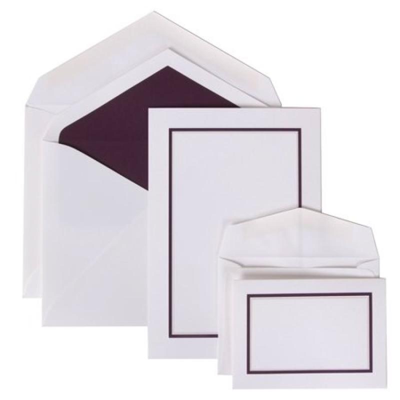 JAM Paper Stationery Combo Set, Purple Border, 1 Small & 1 Large Set, 150/pack