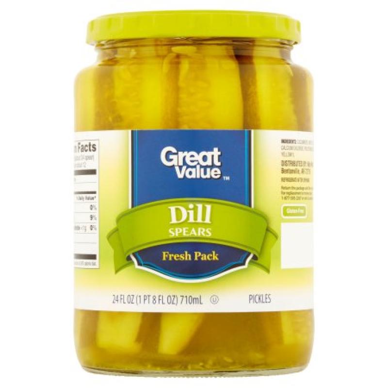 Great Value Dill Spears Pickles, 24 fl oz