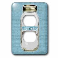 3dRose Mason Jar on Burlap Country Girl in Blue, 2 Plug Outlet Cover