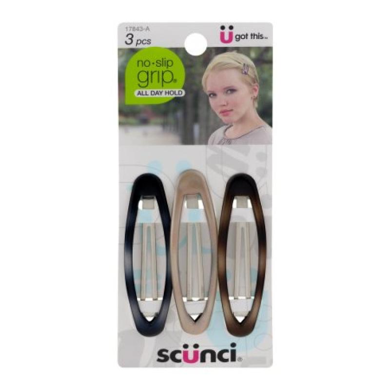 Scunci No-Slip Grip Hair Clips All Day Hold - 3 PC, 3.0 PIECE(S)