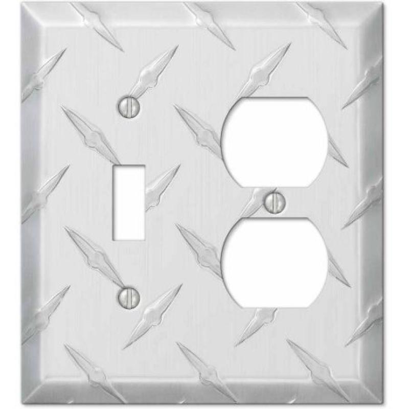 Diamond Plate Aluminum Single Toggle/Single Duplex Wallplate