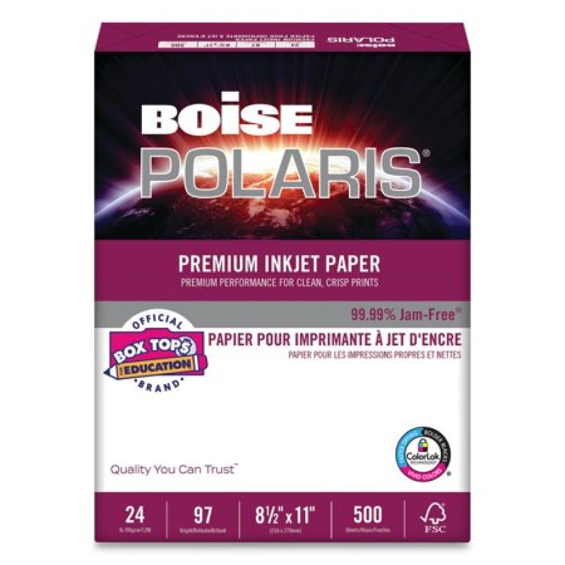 Boise POLARIS Premium Inkjet Paper, 97 Bright, 24lb, 8 1/2 x 11, White -CASPP9624