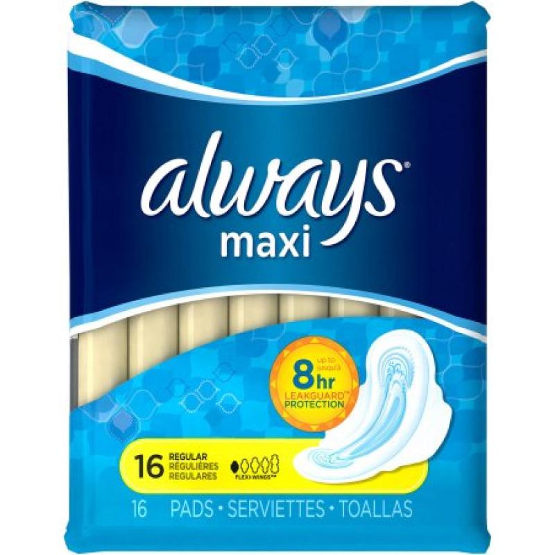 Always Maxi Regular Pads with Flexi-Wings, 16 count