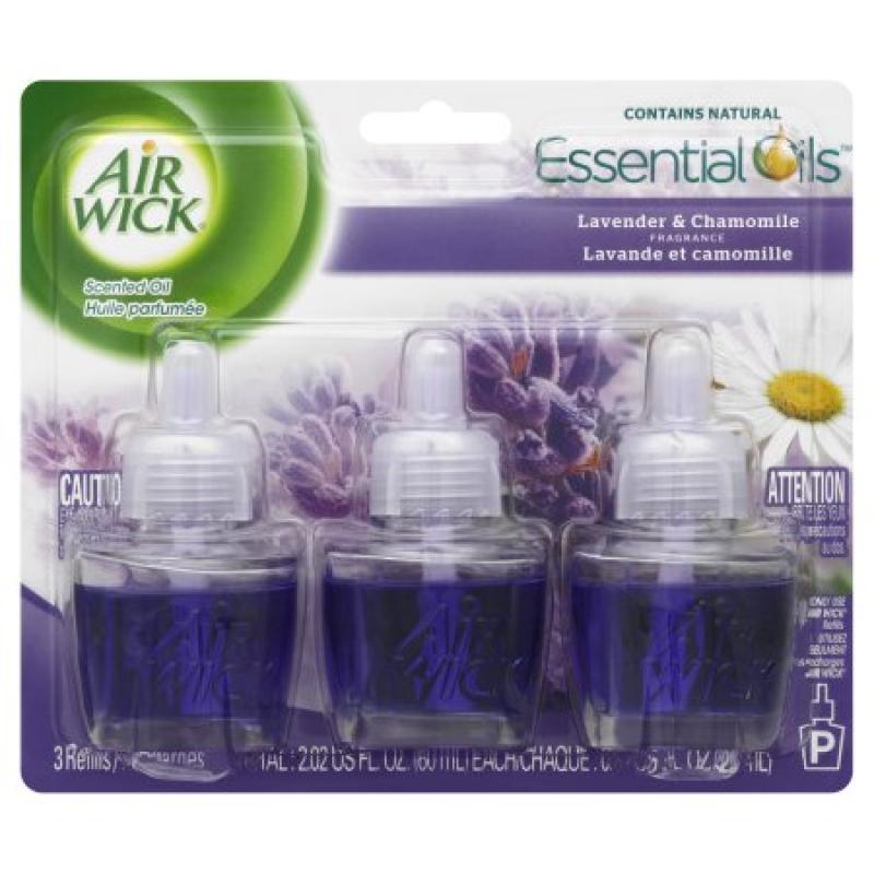 Air Wick Scented Oil Air Freshener, Lavender and Chamomile Scent, Triple Refills, 0.67 Ounce