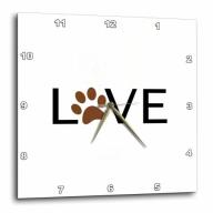 3dRose Love with brown paw print for O. Animal lover pet owner pawprint gift, Wall Clock, 10 by 10-inch