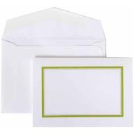 JAM Paper Small Stationery Sets with Lime Green Border and Matching Envelopes, White, 100-Pack