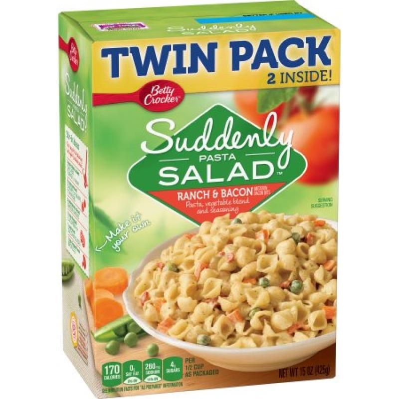 Betty Crocker Suddenly Salad, Ranch and Bacon Pasta Salad Dry Meals, Twin Pack, 15 Oz Box