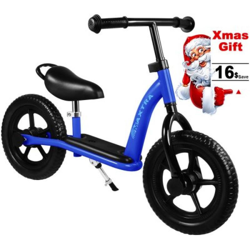 Maxtra 12in Balance Bike Lightweight Adjustable Training Footrest Push Bicycle for Ages 2 to 7 w/ Gift Inner Box, Best Xmas Gift for Kids