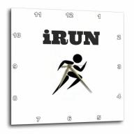 3dRose I run, picture of male running, black lettering, Wall Clock, 15 by 15-inch