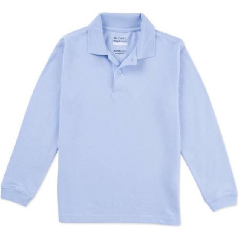 George Boys School Uniforms Husky Size Long Sleeve Polo Shirt