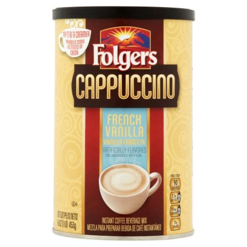 Folgers Cappuccino French Vanilla Instant Coffee Beverage Mix, 16.0 OZ