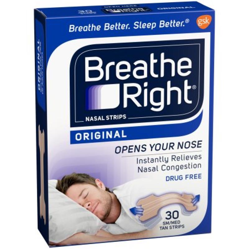 Breathe Right® Original Tan Small/Medium Nasal Strips 30 ct Box