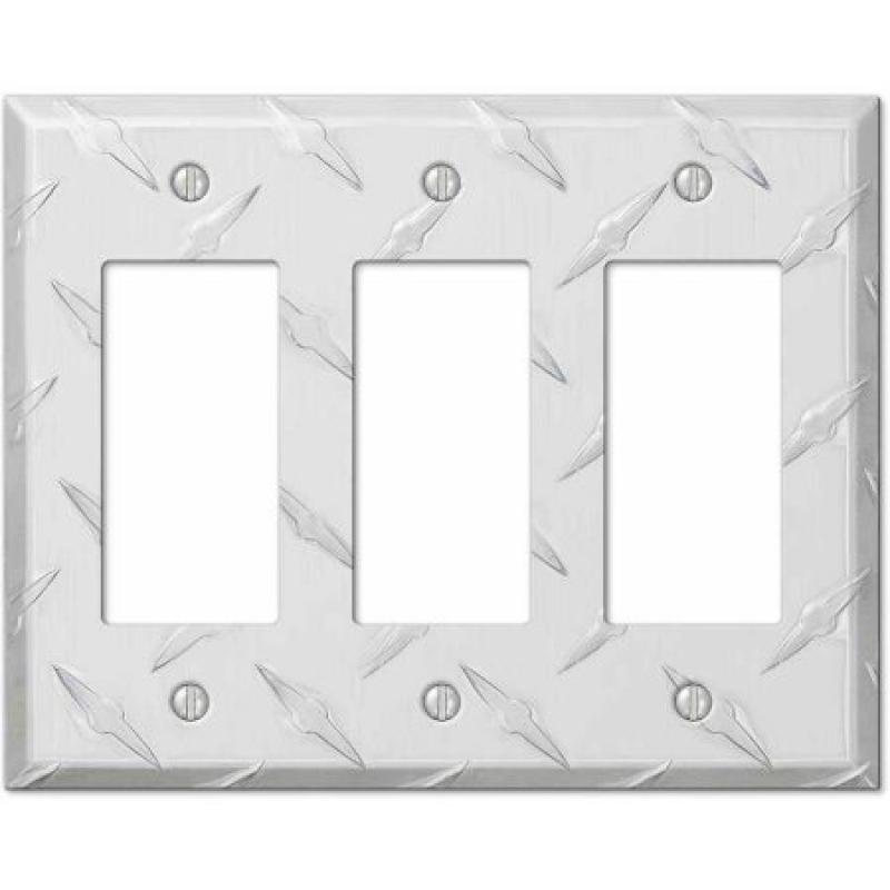 Diamond Plate Aluminum Triple Rocker Wallplate