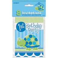 First Birthday Turtle Invitations, 8pk