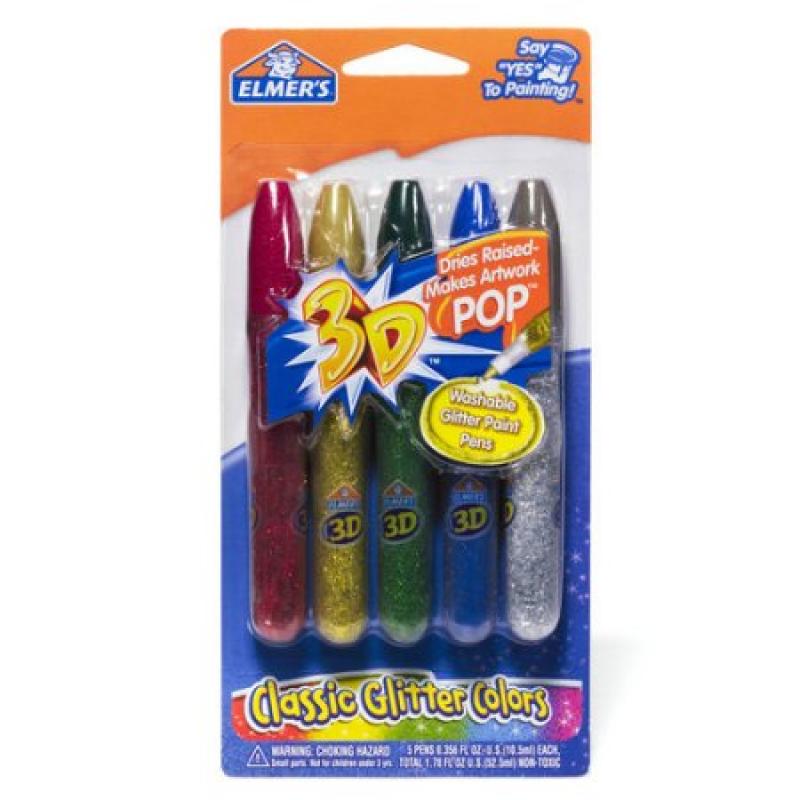 Elmer&#039;s Classic 3-D Glitter Pens, 5pk