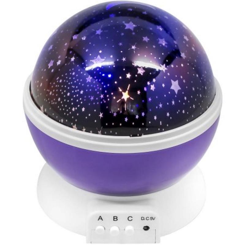 Rotating 360-Degree Romantic Cosmos Star, Sky and Moon Projector, 3 Modes, 4 LED Beads