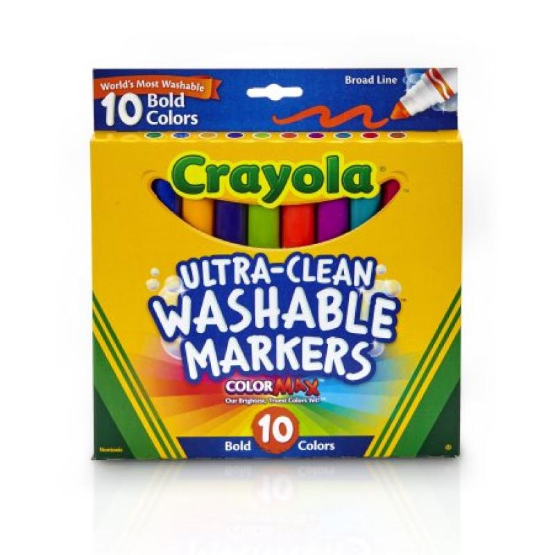 Crayola Ultra-Clean Bold Broad Line Markers, Classic, 10-Count