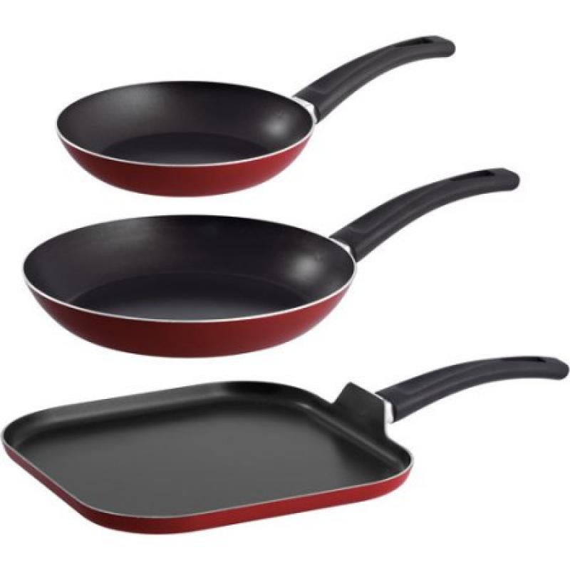 Tramontina 3-Piece EveryDay Nonstick Saute Pan and Griddle Set, Red