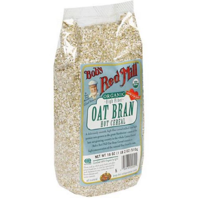 Bob&#039;s Red Mill Organic Oat Bran High Fiber Hot Cereal, 18 oz (Pack of 4)
