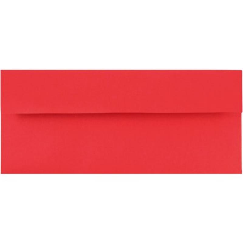JAM Paper #10 Business Envelope, 4 1/8 x 9 1/2, Brite Hue Christmas Red, 25/pack
