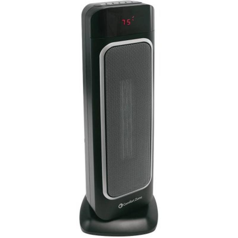 Comfort Zone CZ523RBK 23" Ceramic Tower Heater with Remote