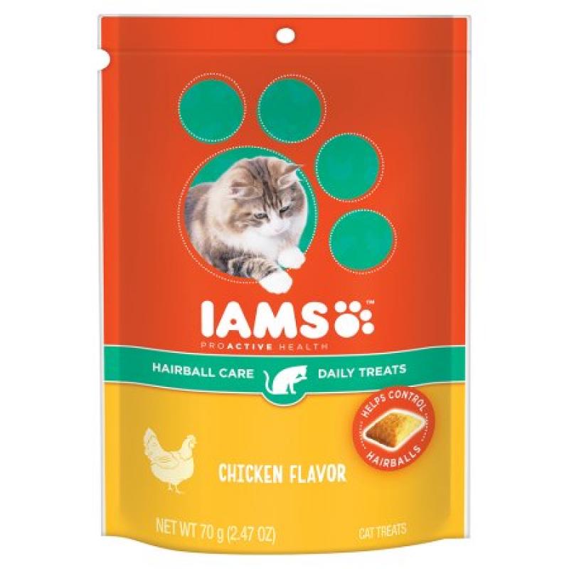 IAMS PROACTIVE HEALTH Hairball Care Daily Treats for Cats Chicken Flavor 2.47 Ounces