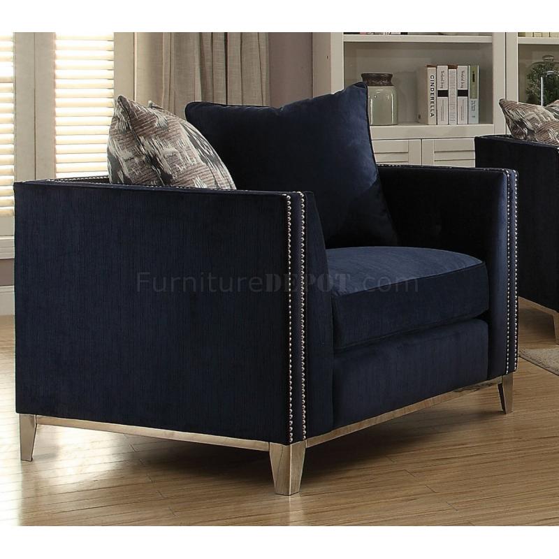Phaedra Fabric Sofa 52830 in Dark Blue by Acme w/Options