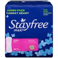 Stayfree Maxi Pads Super Without Wings - 66 Count