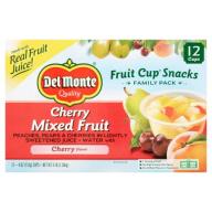 Del Monte Cherry Mixed Fruit Fruit Cup Snacks, 4 oz, 12 count