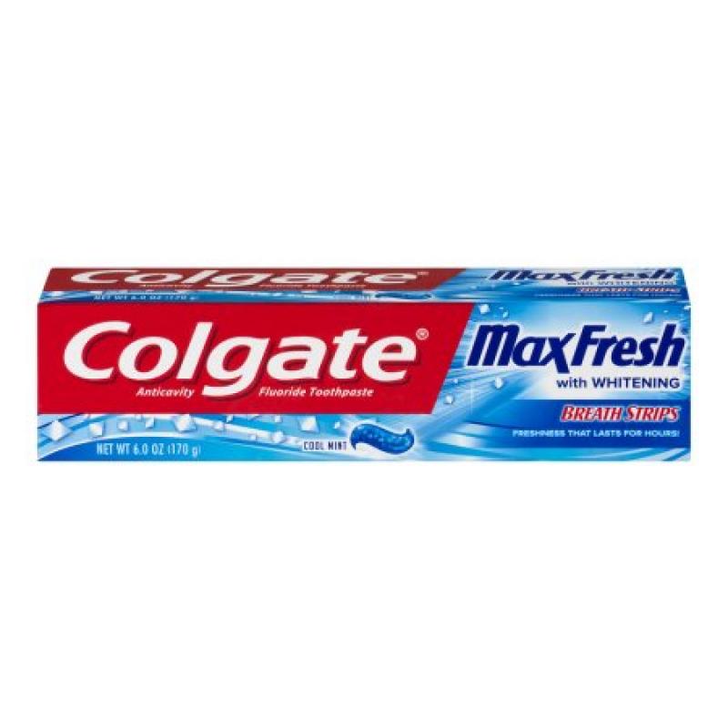 Colgate MaxFresh Whitening With Breath Strips Toothpaste Cool Mint, 6.0 OZ
