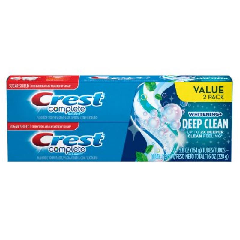 Crest Complete Whitening + Deep Clean Effervescent Mint Toothpaste 5.8oz Twin Pack