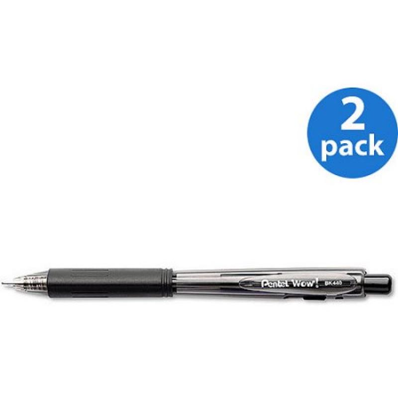 Pentel WOW! Retractable Ballpoint Pen, Black Ink, Medium, 12/Pack, 2 Pack