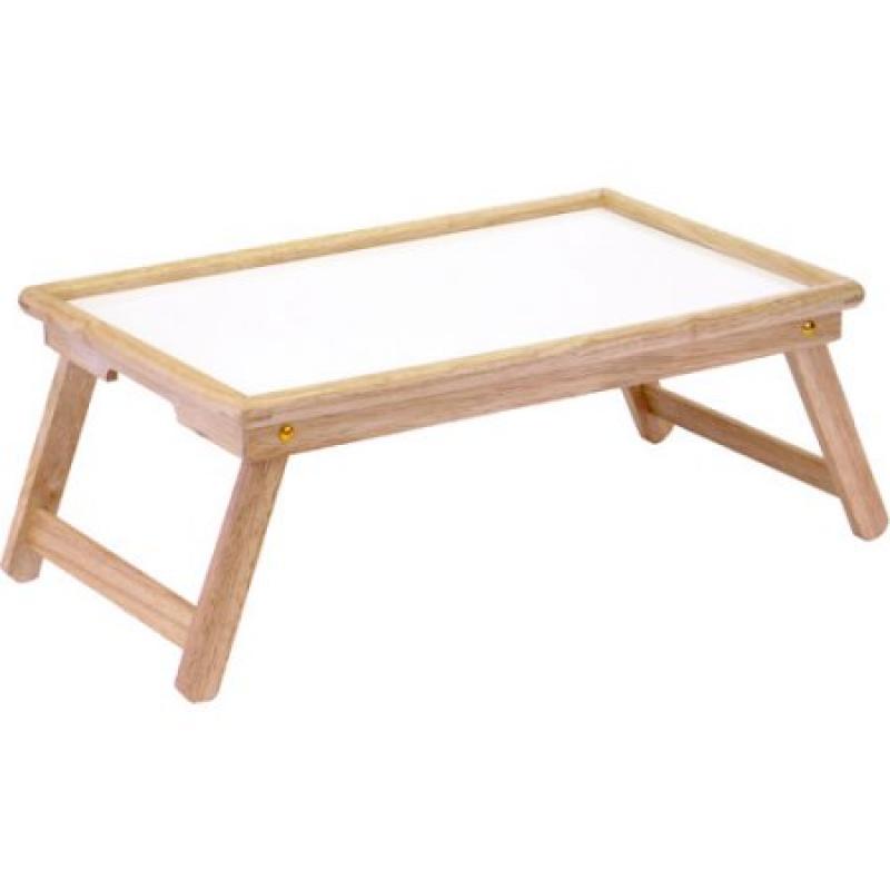 Flip Top Lap Table/Bed Tray, White Melamine and Beechwood