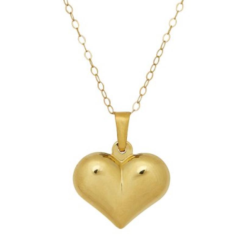 Simply Gold 10kt Yellow Gold Puffed Heart Pendant, 18"