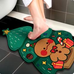 Gingerbread Kitchen Rugs Christmas Doormat Floor Mat With Gingerbread Man Non-Slip Bath Mats Doormats For Indoor Bedroom Front