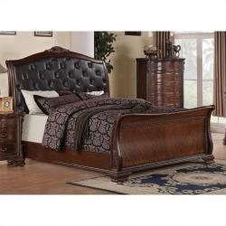 Coaster Maddison Sleigh Bed in Brown Cherry Finish-Queen