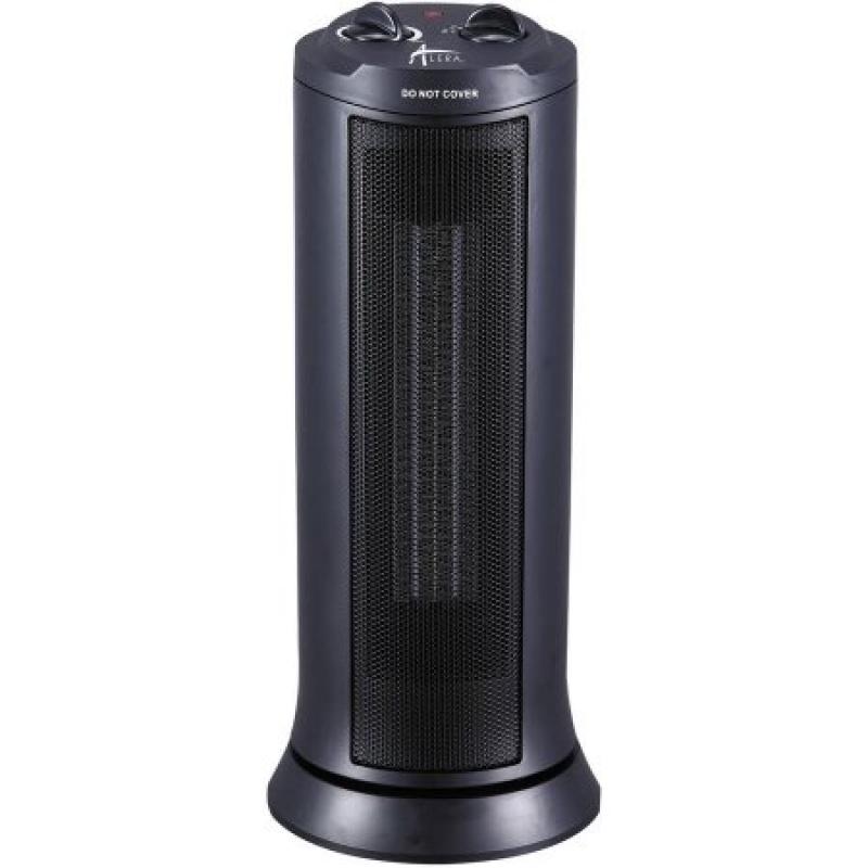 Alera Mini Tower Ceramic Heater, 7 3/8"W x 7 3/8"D x 17 3/8"H, Black