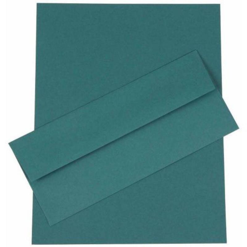 JAM Paper Business Stationery Sets with Matching #10 Envelopes, Teal, 50-Pack