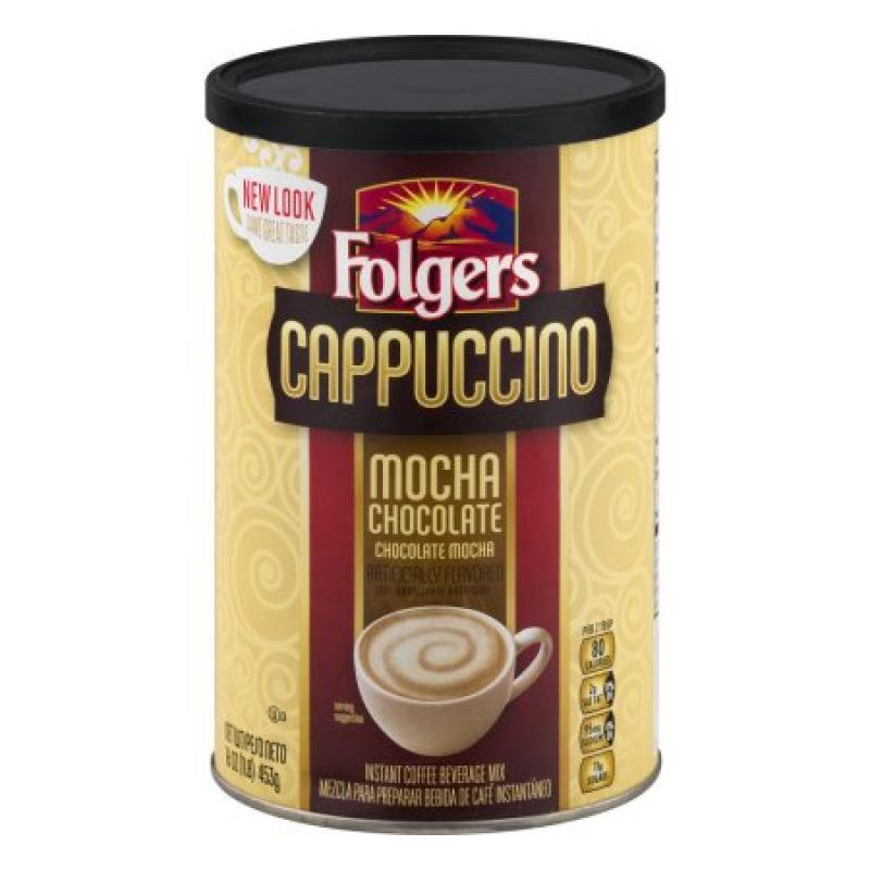 Folgers Cappuccino Mocha Chocolate Instant Coffee Beverage Mix, 16.0 OZ