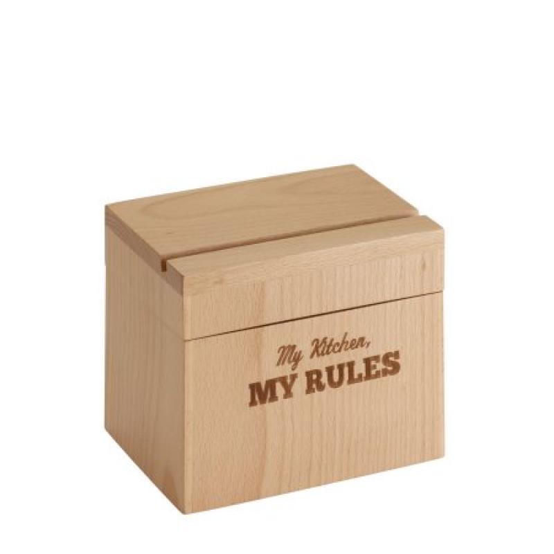Cake Boss Countertop Accessories Beechwood Recipe Box with "My Kitchen, My Rules"