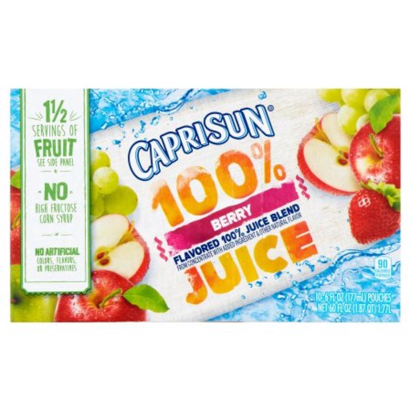 Capri Sun 100% Berry Juice, 10 count, 60 FL OZ (1.77l)