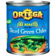 Ortega Fire Roasted Diced Mild Green Chiles, 7 oz