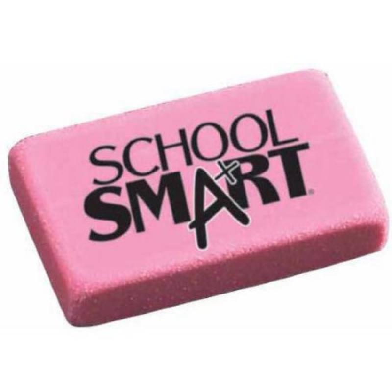 School Smart Block Shape Latex-Free Medium Block Eraser, 1.13"x 0.69" x 0.25", Pink, Pack of 80