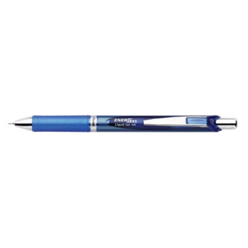 Pentel EnerGel Deluxe RTX Retractable Pen, Needle Point, 0.7 mm, Blue Barrel, Blue Ink, Pack Of 12