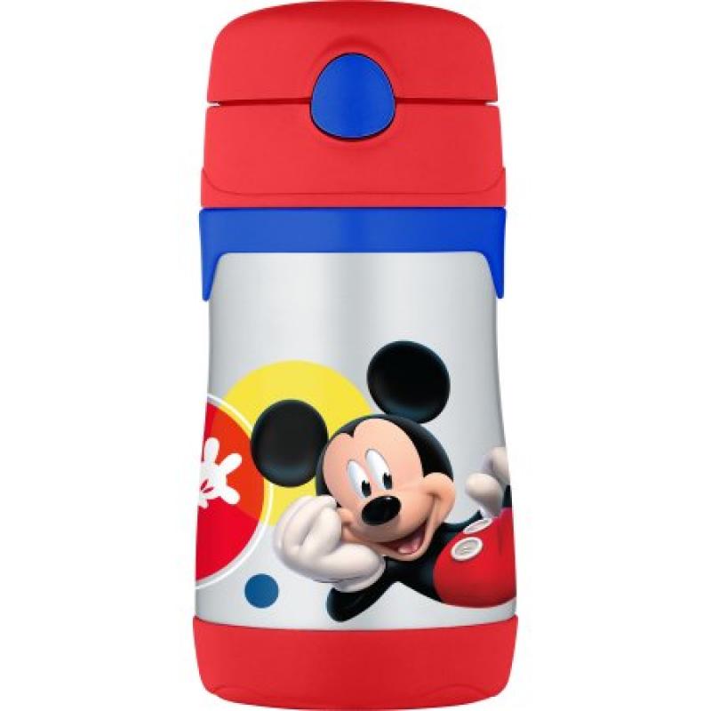 THERMOS Vacuum Insulated Stainless Steel 10-Ounce Straw Bottle, Mickey Mouse Clubhouse