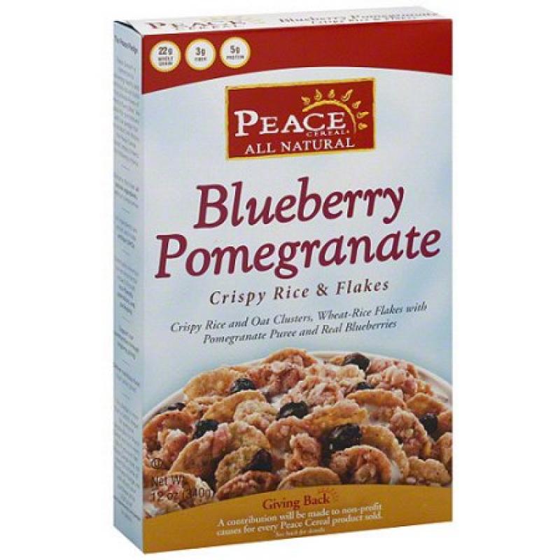 Peace Cereal Blueberry Pomegranate Crispy Rice & Flakes Cereal, 12 oz (Pack of 6)