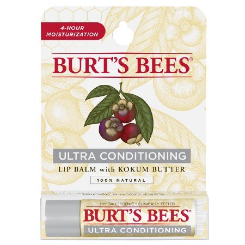Burt&#039;s Bees 100% Natural Moisturizing Lip Balm, Ultra Conditioning with Kokum Butter, 1 Tube in Blister Box