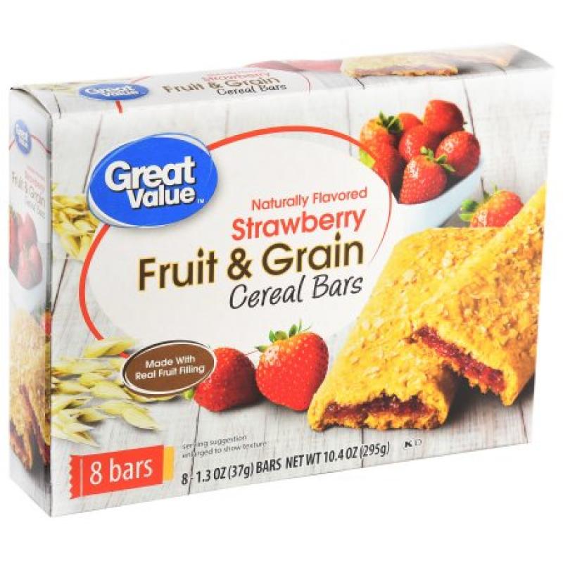 Great Value Fruit & Grain Cereal Bars, Strawberry, 10.4 oz, 8 Count