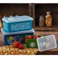 The Pioneer Woman Rectangular Food Storage with Vent Container Set, Set of 3, Multiple Colors