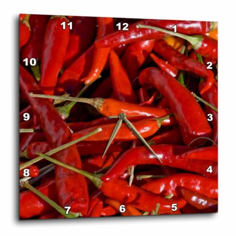3dRose USA, New Mexico, Hatch Chili market - US32 PHA0009 - Peter Hawkins, Wall Clock, 13 by 13-inch